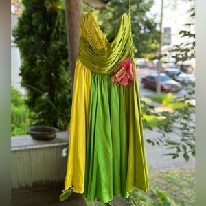 Vintage Betsy Johnson Green silk formal dress